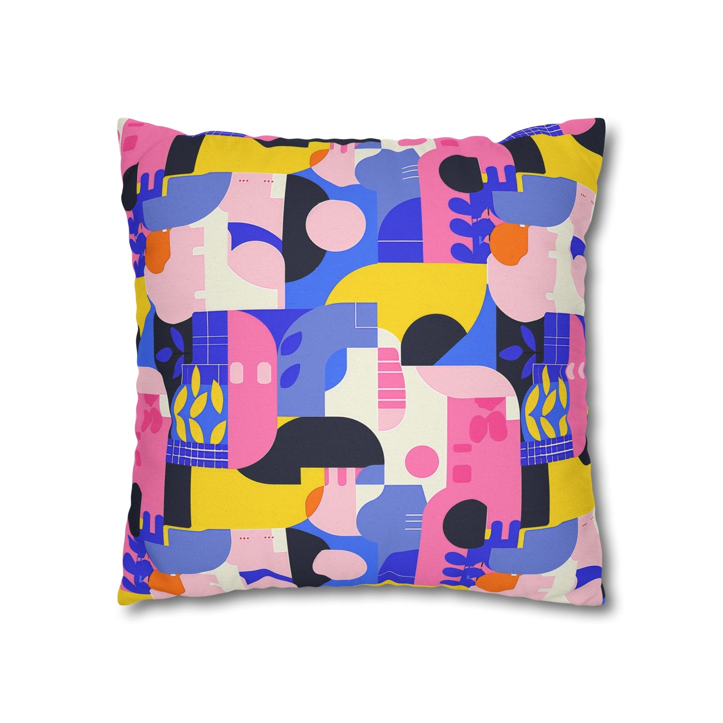 Pop Art in Vibrant Bold Geometric Colors Spun Polyester Square Pillowcase 4 Sizes