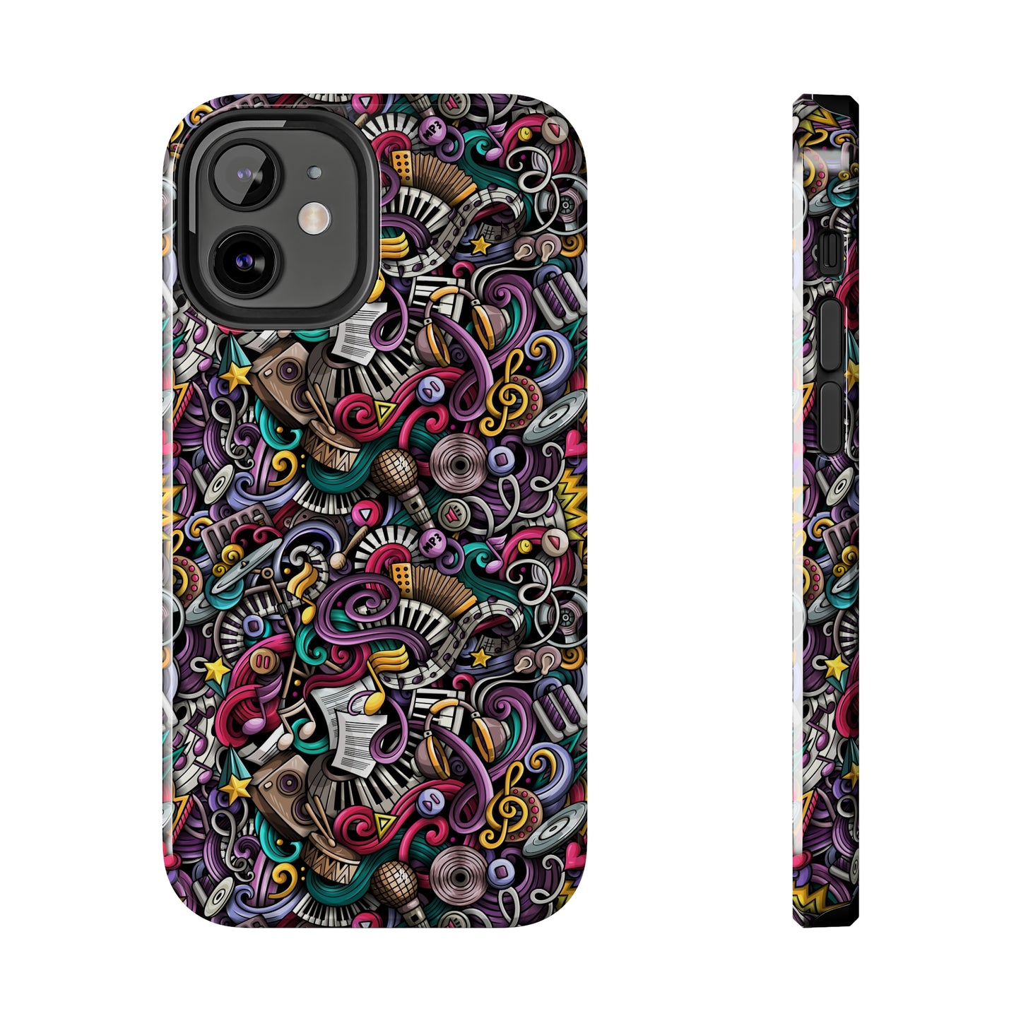 Musical Notes, Sheet Music, Swirls Cartoon Design Iphone Tough Phone Case