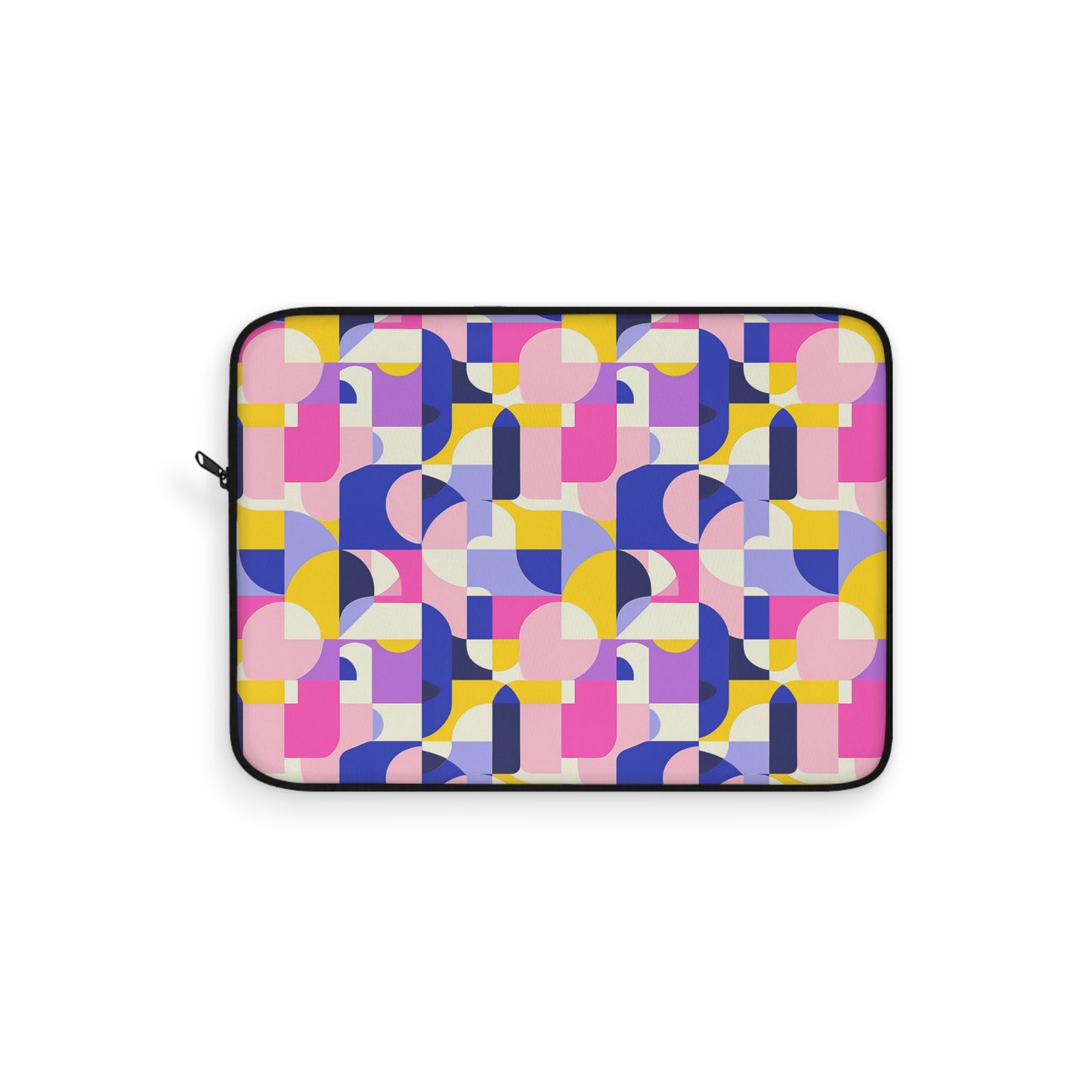 Vibrant Pink, Blue Yellow Color Block Geometric Shapes Laptop or Ipad Protective Sleeve 3 Sizes Available