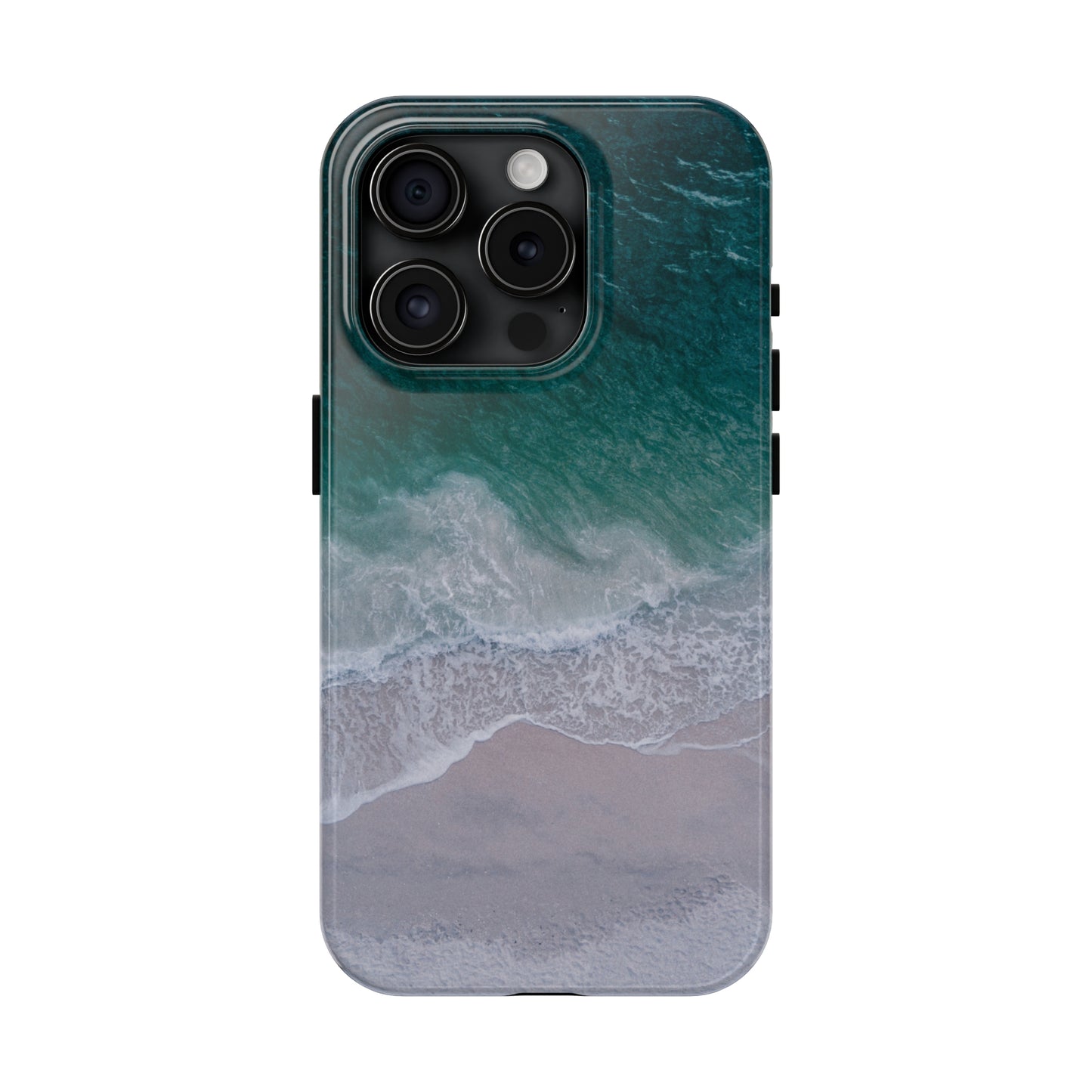 Ocean's Embrace: Deep Green Waters with White Waves Crashing onto the Beach Design Iphone Tough Phone Case