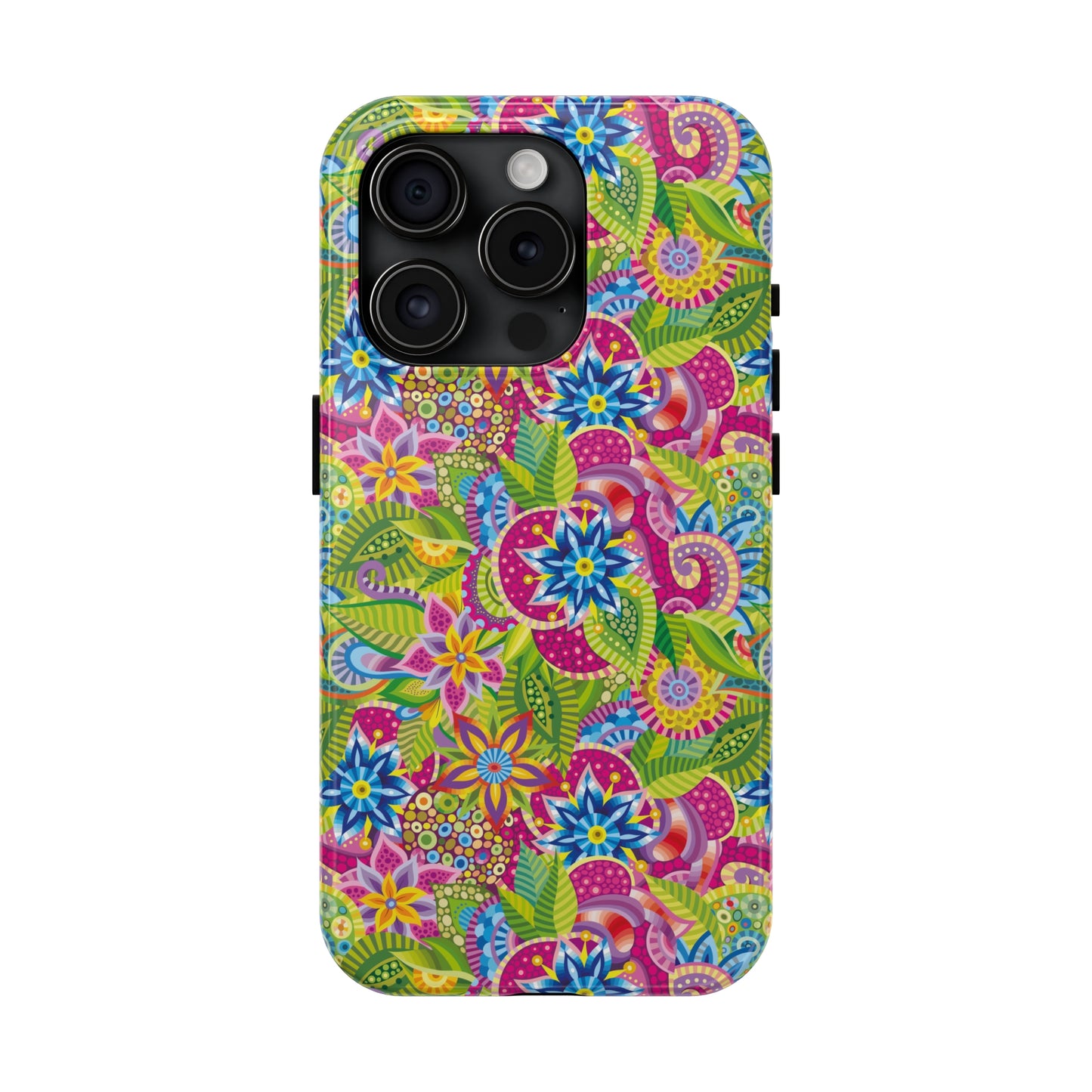 Vibrant Array of Abstract Flowers and Paisley in Rainbow Hues Iphone Tough Phone Case