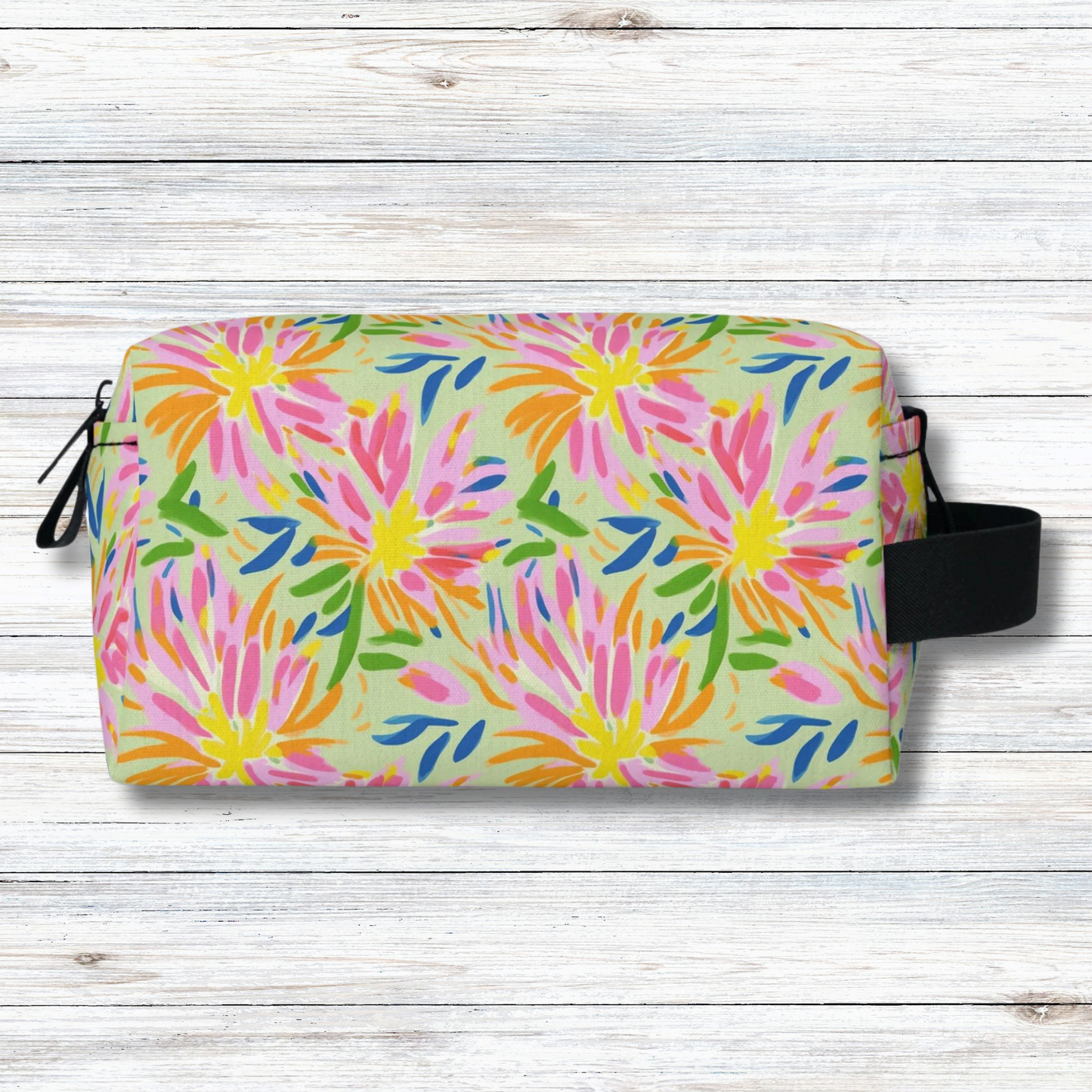 Blossoms in Bloom: Watercolor Pink and Yellow Flower Bursts Design - Toiletry Bag