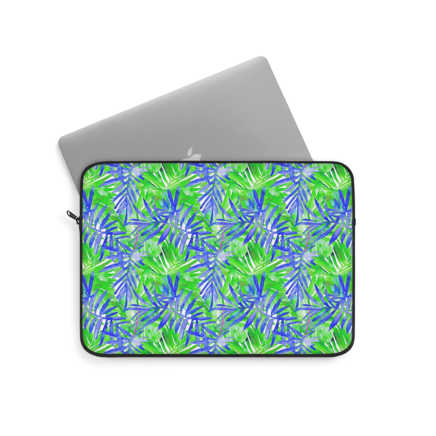 Tropical Harmony Blue and Green Palm Tree Leaves Laptop or Ipad Protective Sleeve Three Sizes Available