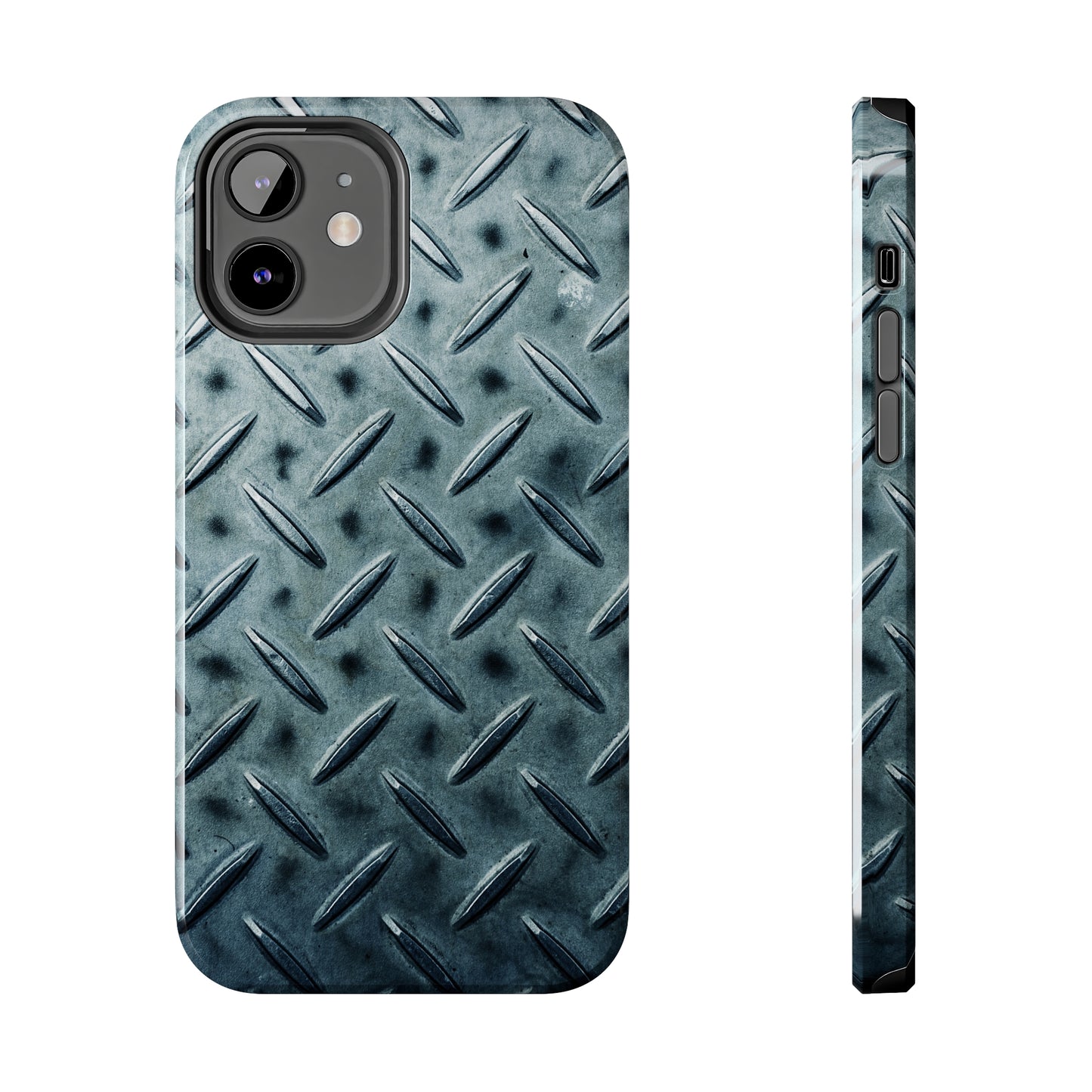 Blue Steel Diamond Plate Design Iphone Tough Phone Case