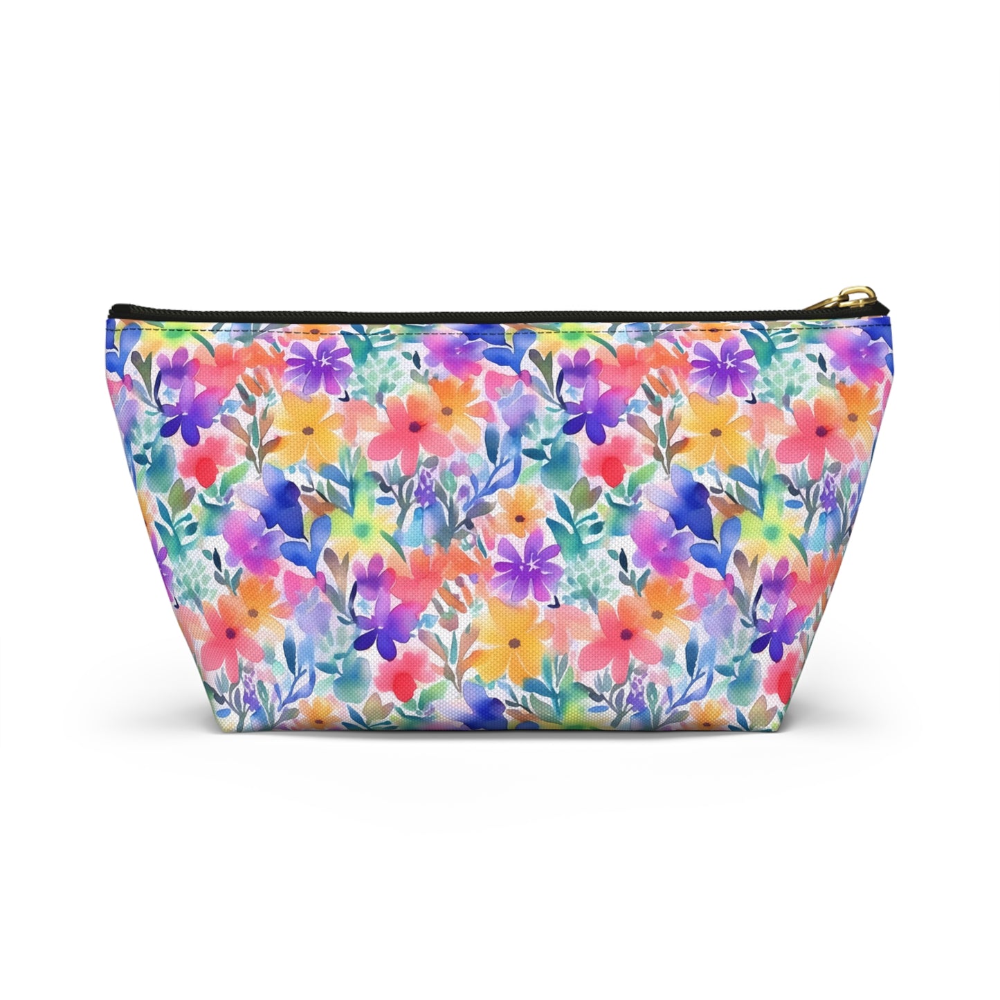 Radiant Watercolor Blooms: Bright and Vivid Floral  Design - Makeup & Accessory Bag 2 Sizes