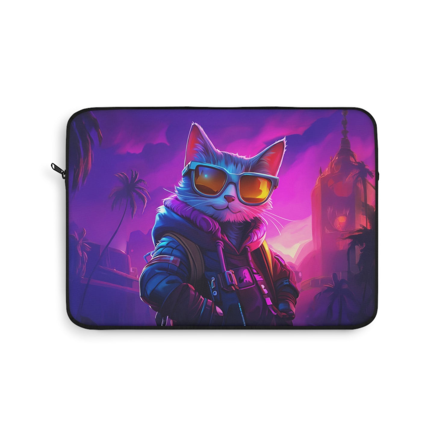 Sunset Cruiser Cat in Cool Shades Laptop or Ipad Protective Sleeve 3 Sizes Available