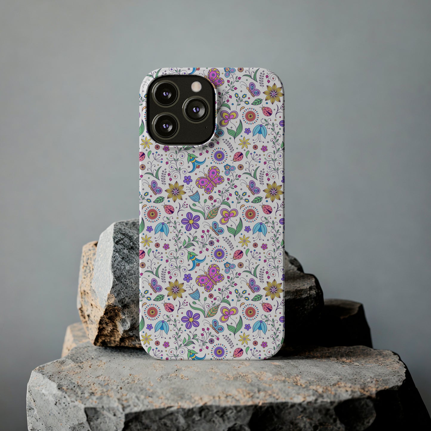 Butterflies and Flowers Iphone 15-12 Slim Phone Case