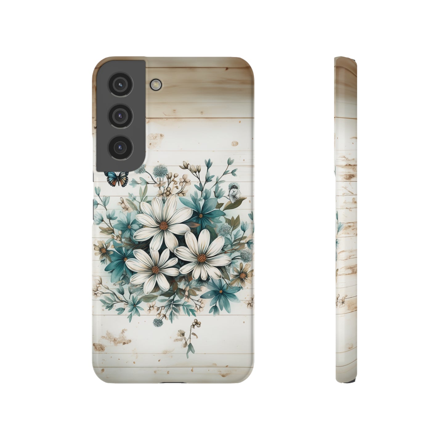 Rustic Charm Bouquet featuring Teal Accents White Wild Daisies with Butterflies  Samsung Slim Cases