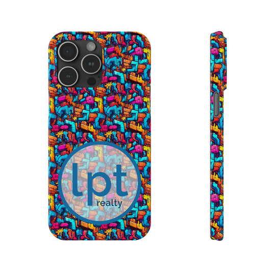 LPT Realty Logo -  3D Rainbow Colored Graphic Blocks Design Iphone 15-12 Slim Phone Case