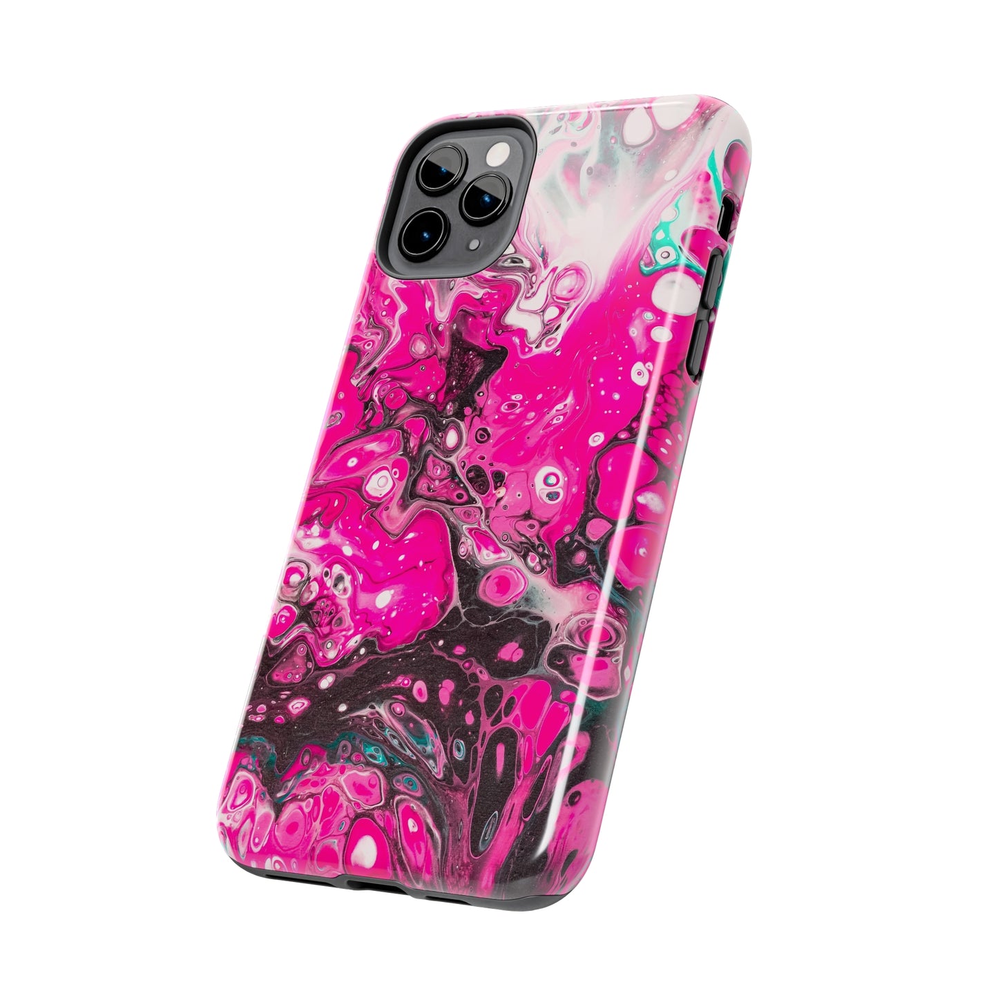 Pink, Black and White Alcohol Ink Design Iphone Tough Phone Case