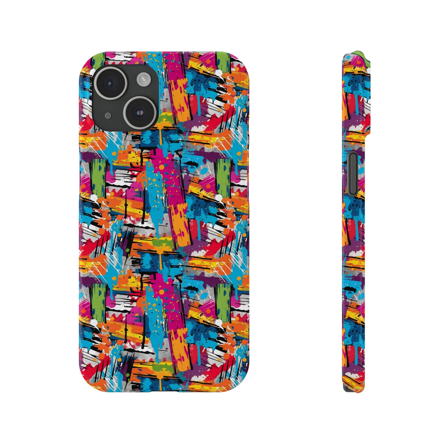 Abstract Brush Painted Colorful Design Iphone 15-12 Slim Phone Case