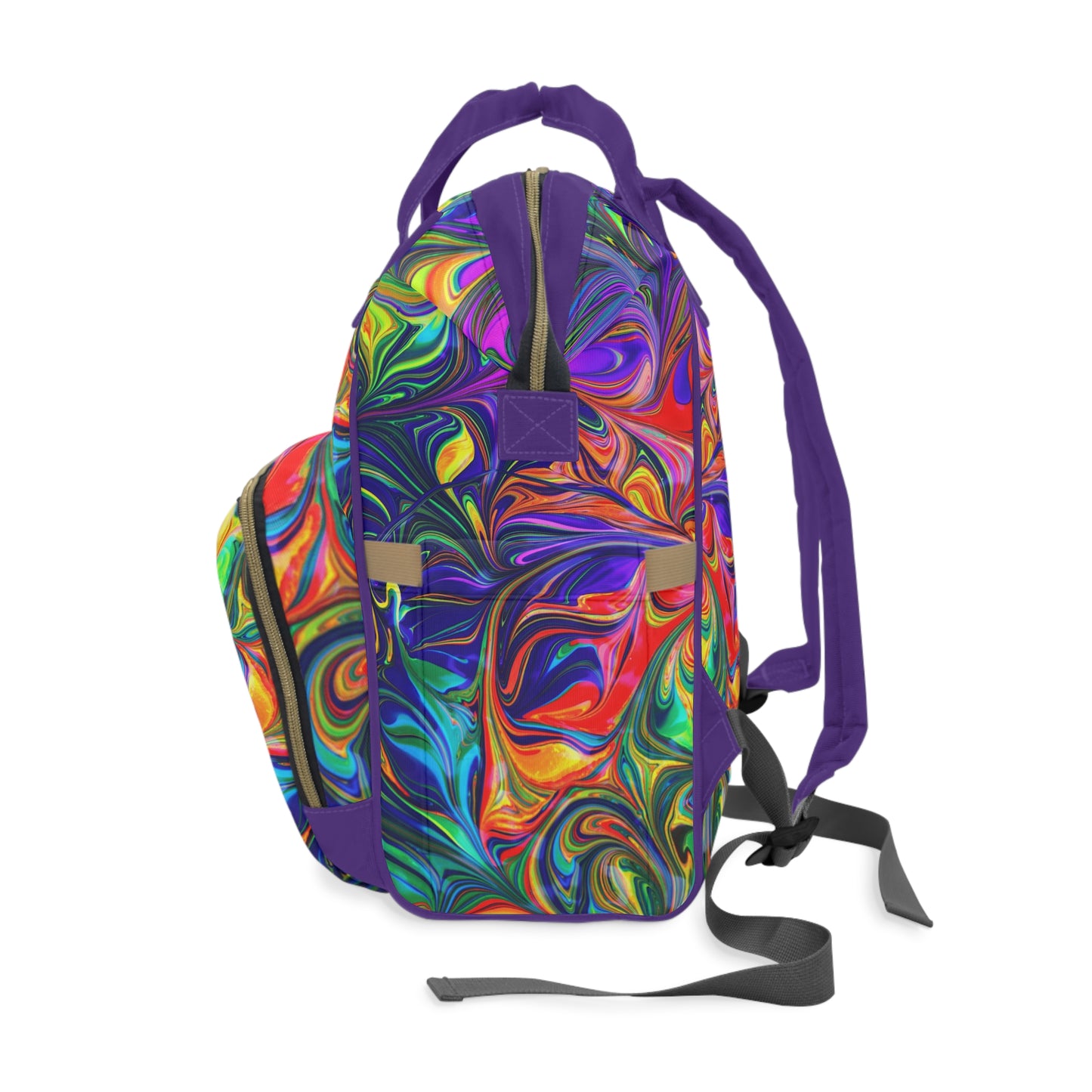 Radiant Spectrum: Rainbow Abstract Swirl Multifunctional Diaper Backpack