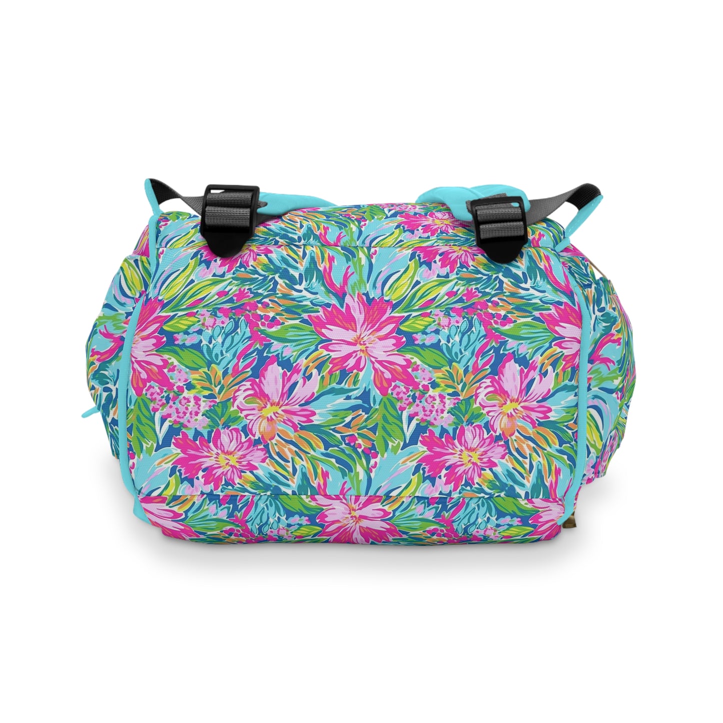 Sunlit Symphony: Large Blooms of Pink, Blue, and Green in Watercolor Multifunctional Diaper Backpack