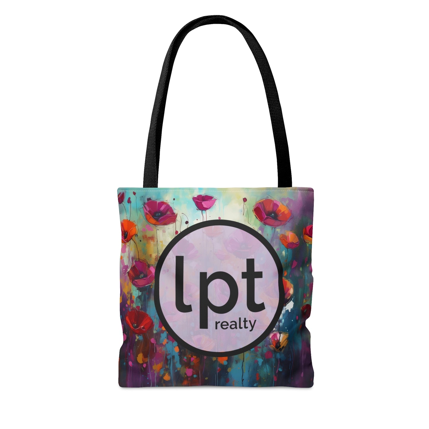 LPT Realty Logo on Field of Pink Wildflowers - Canvas Tote 3 Sizes