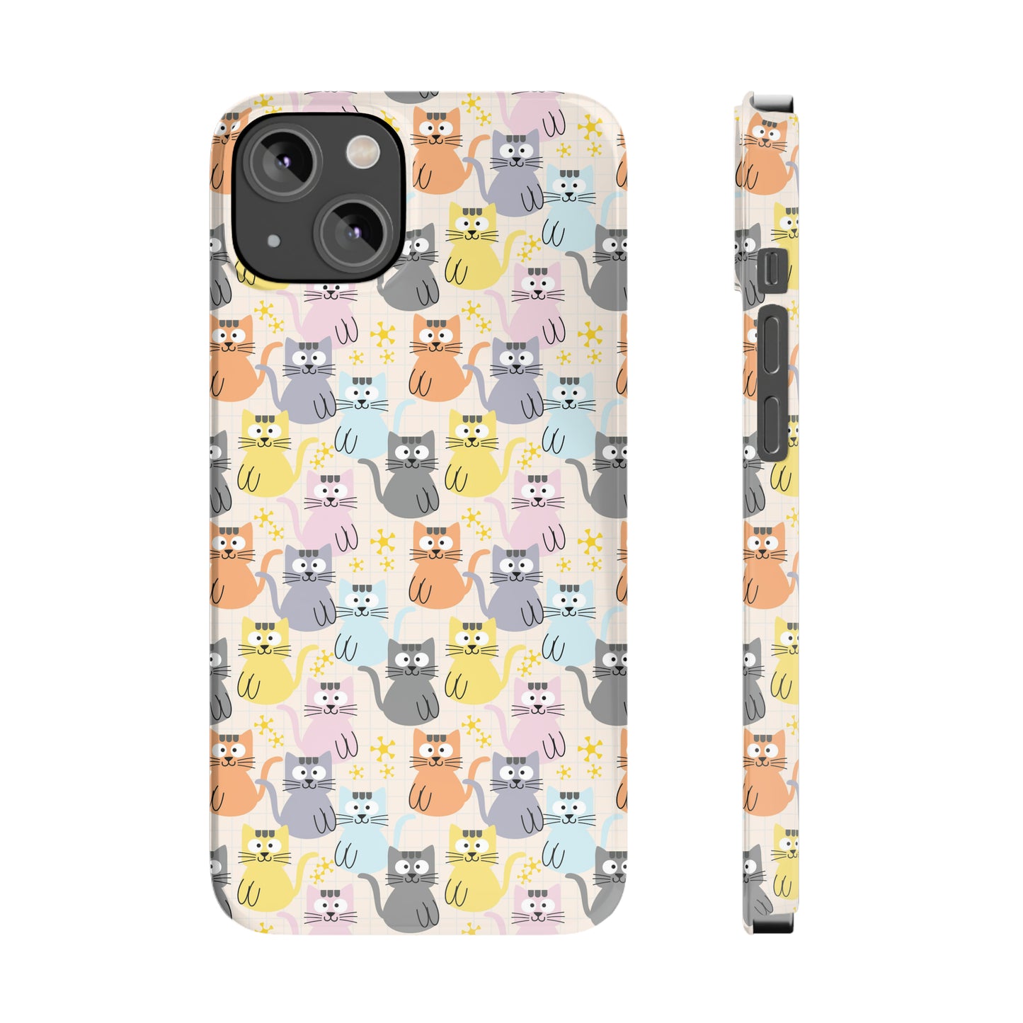 Adorable Cartoon Kitties: Pastel-Colored and Overflowing with Cuteness Iphone 15-12 Slim Phone Case