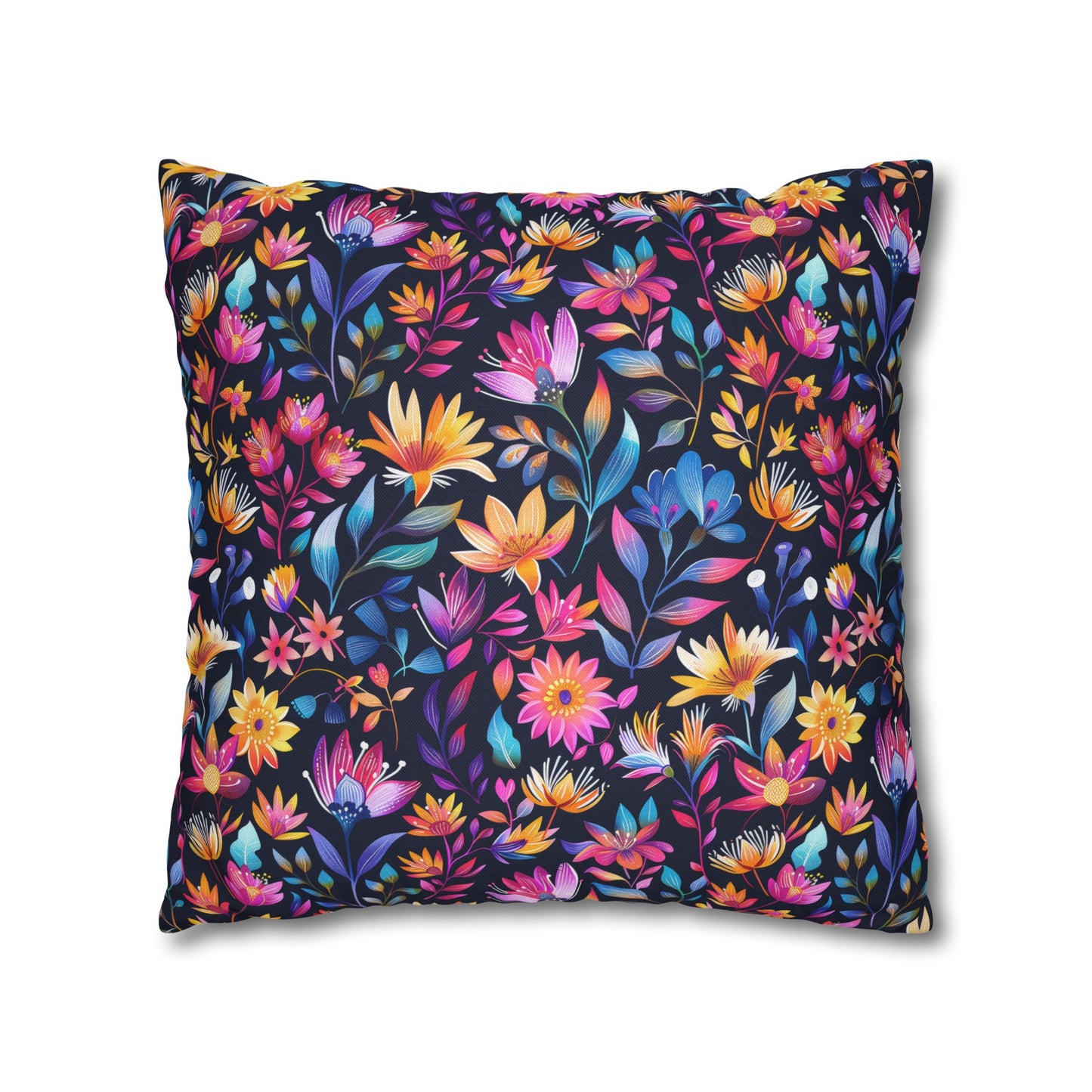 Enchanted Night Garden of Floral Bliss Spun Polyester Square Pillowcase 4 Sizes