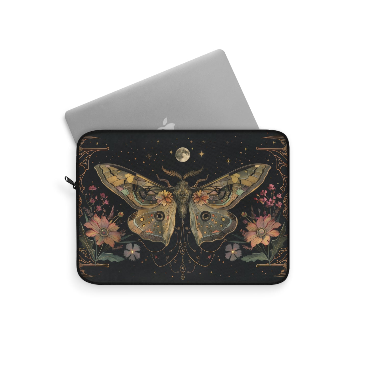 Lunar Moth Symphony with Moonlit Florals and Ethereal Glow Laptop or Ipad Protective Sleeve 3 Sizes Available