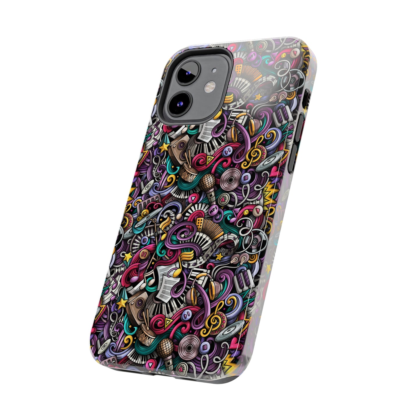 Musical Notes, Sheet Music, Swirls Cartoon Design Iphone Tough Phone Case