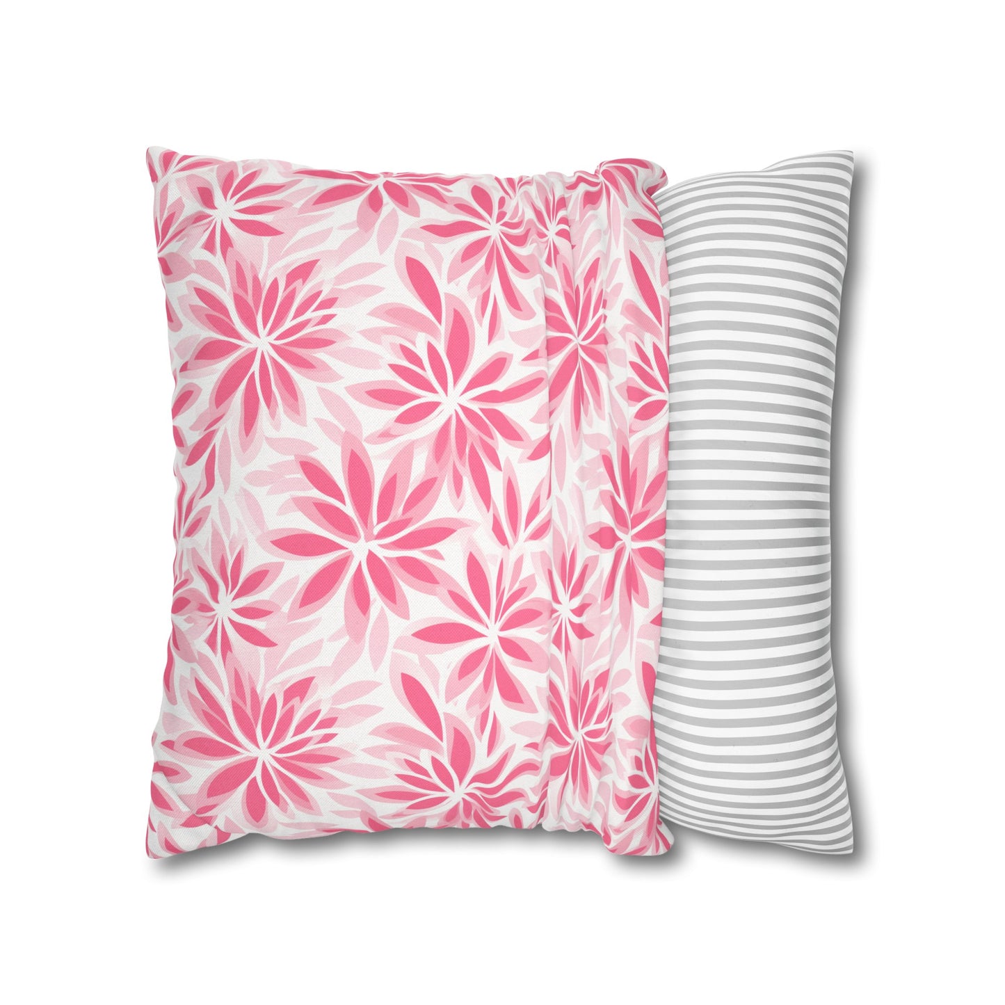 Blush Blooms Soft Pink Floral Pattern Spun Polyester Square Pillowcase 4 Sizes