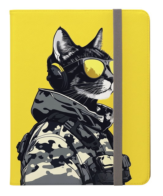 Covert Cat Commando Stealth Operative in Camo Gear with Golden Gaze Protective iPad Pro 11 & Pro 12.9 Protective Case and Pencil Holder