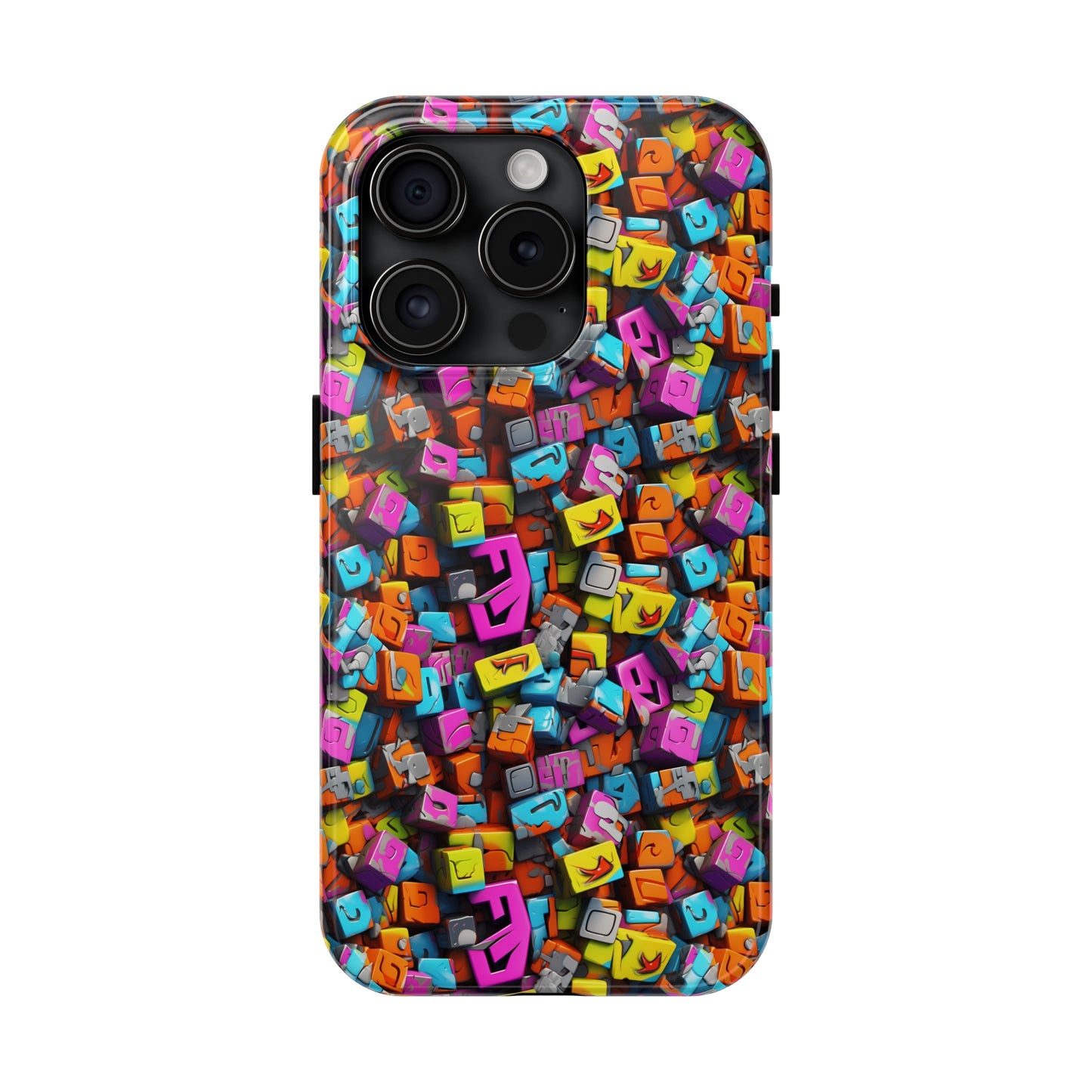 3D Abstract Colorful Block Design Iphone Tough Phone Case