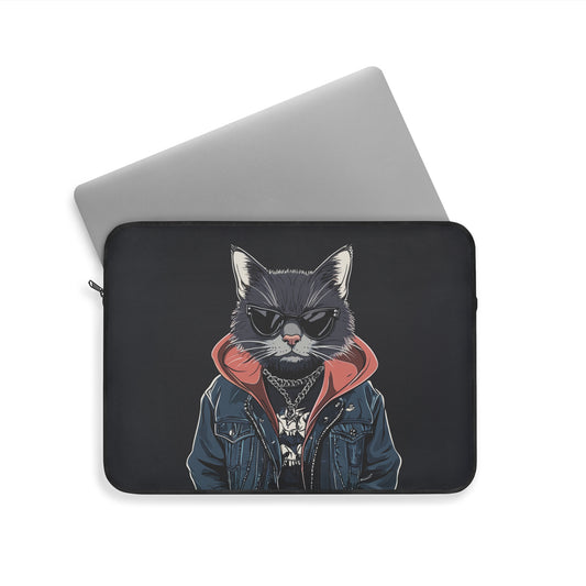 Cool Cat Biker Laptop or Ipad Protective Sleeve 3 Sizes Available