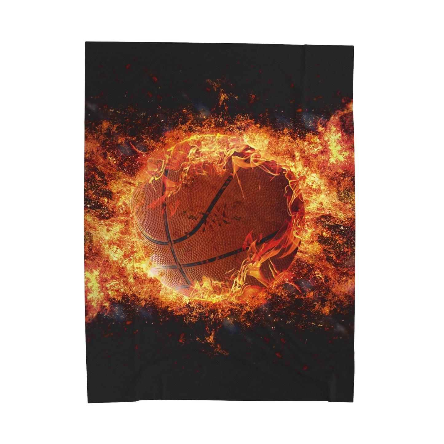 Fiery Basketball Velveteen Plush Blanket 3 Sizes