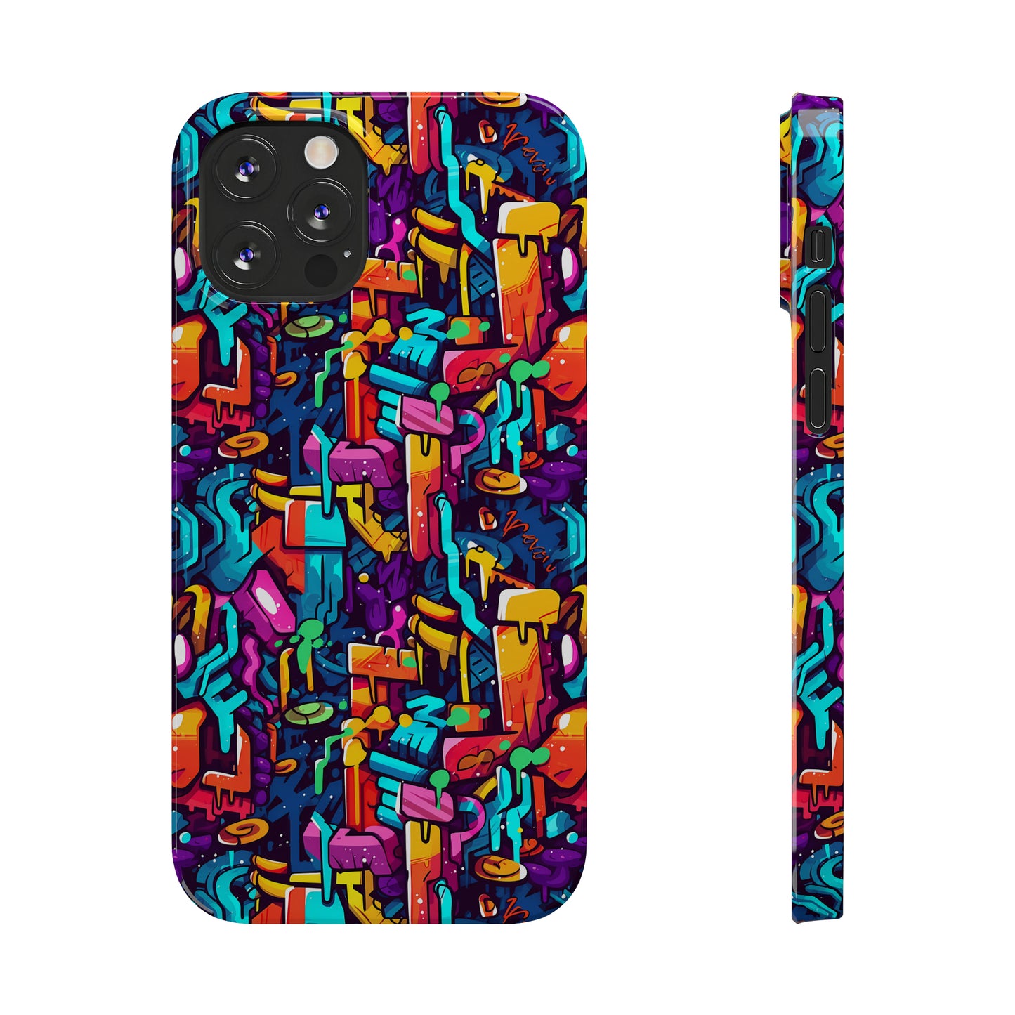 3D Abstract Colorful Street Graffiti Art Design Iphone 15-12 Slim Phone Case