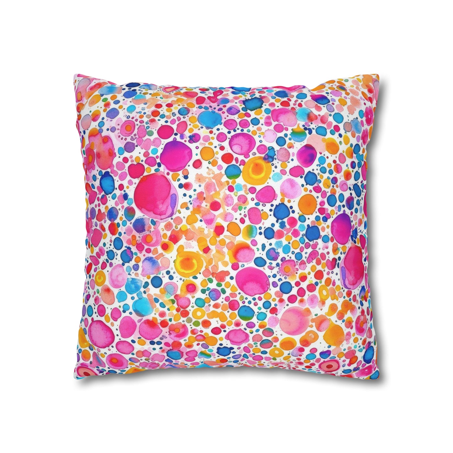 Prismatic Splatter: Rainbow Watercolor Explosion Spun Polyester Square Pillowcase 4 Sizes