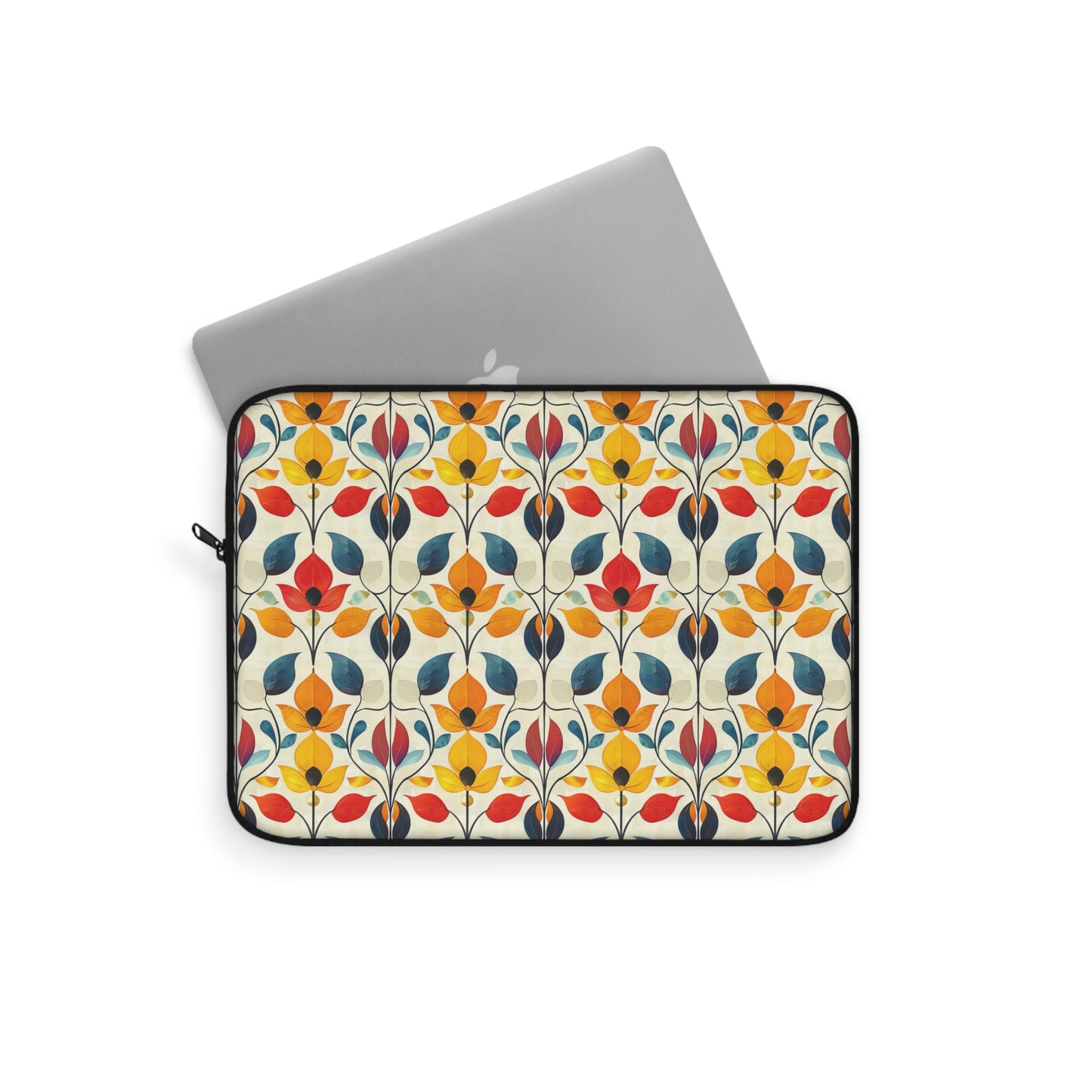 Retro Art Nouveau Vibrant Multicolored Blossoms Laptop or Ipad Protective Sleeve 3 Sizes Available