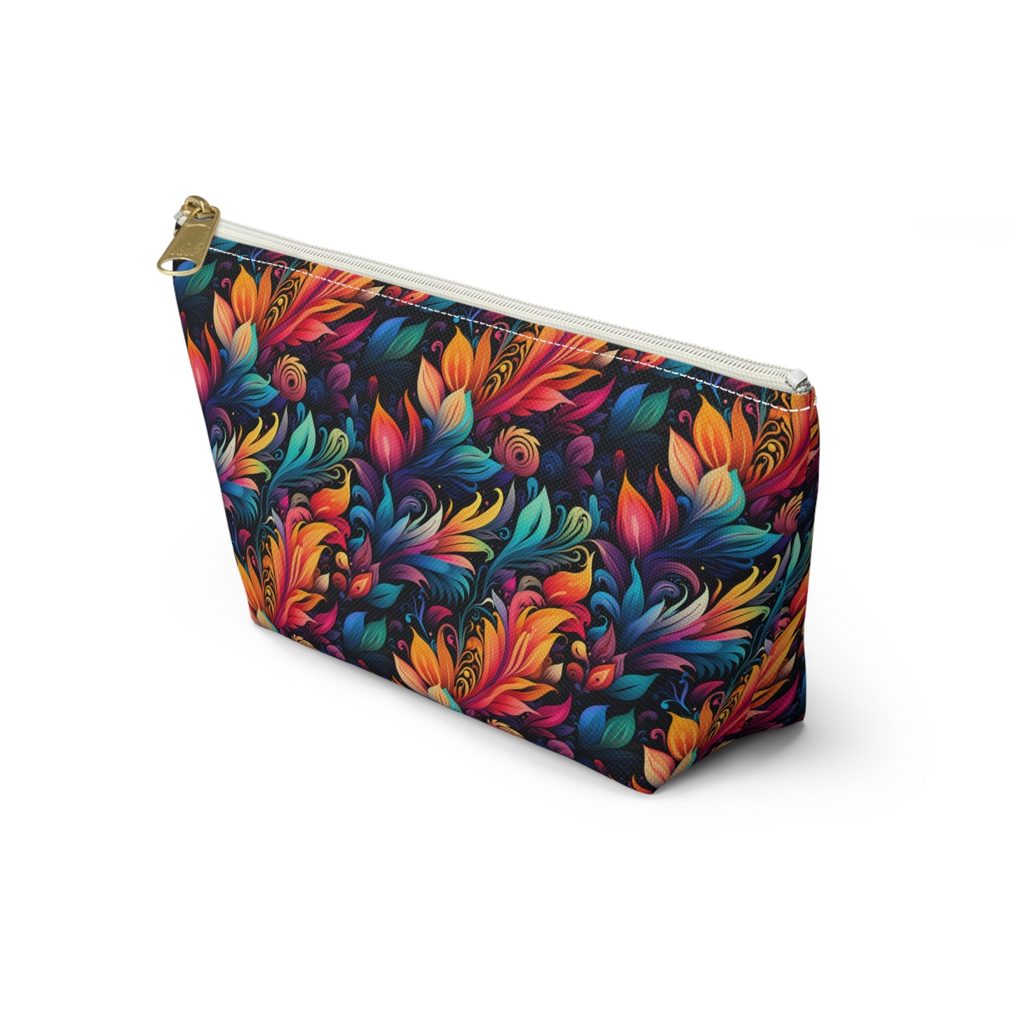 Mystical Neon Flowers and Leaves  - Makeup & Accessory Bag 2 Sizes