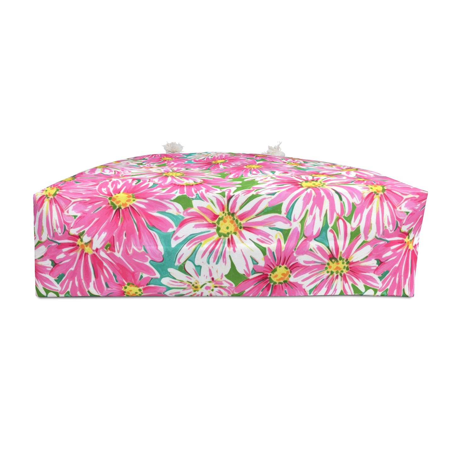 Springs Whisper: Watercolor Pink Daisies Dancing on a Lush Green Stage Oversized Weekender Bag