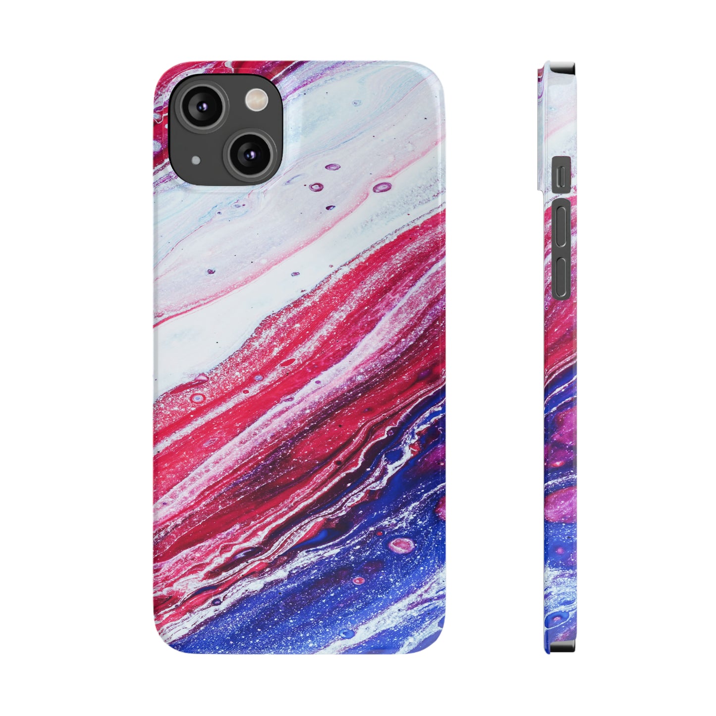 Red White and Blue Alcohol Ink Design Iphone 15-12 Slim Phone Case