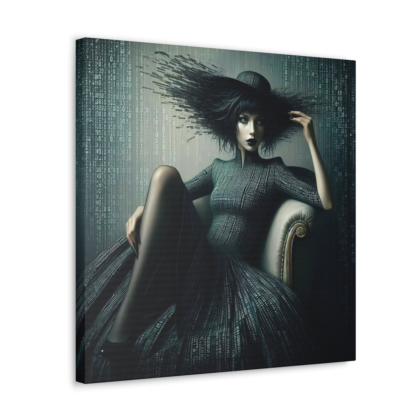 Matrix High Fashion Women Dressed in Matrix Dress and Hat Print on Canvas Gallery Wraps - 5 Sizes