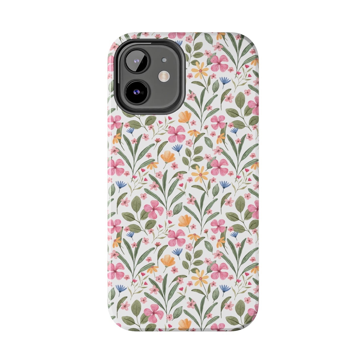 Pink Watercolor Spring Flowers Iphone Tough Phone Case