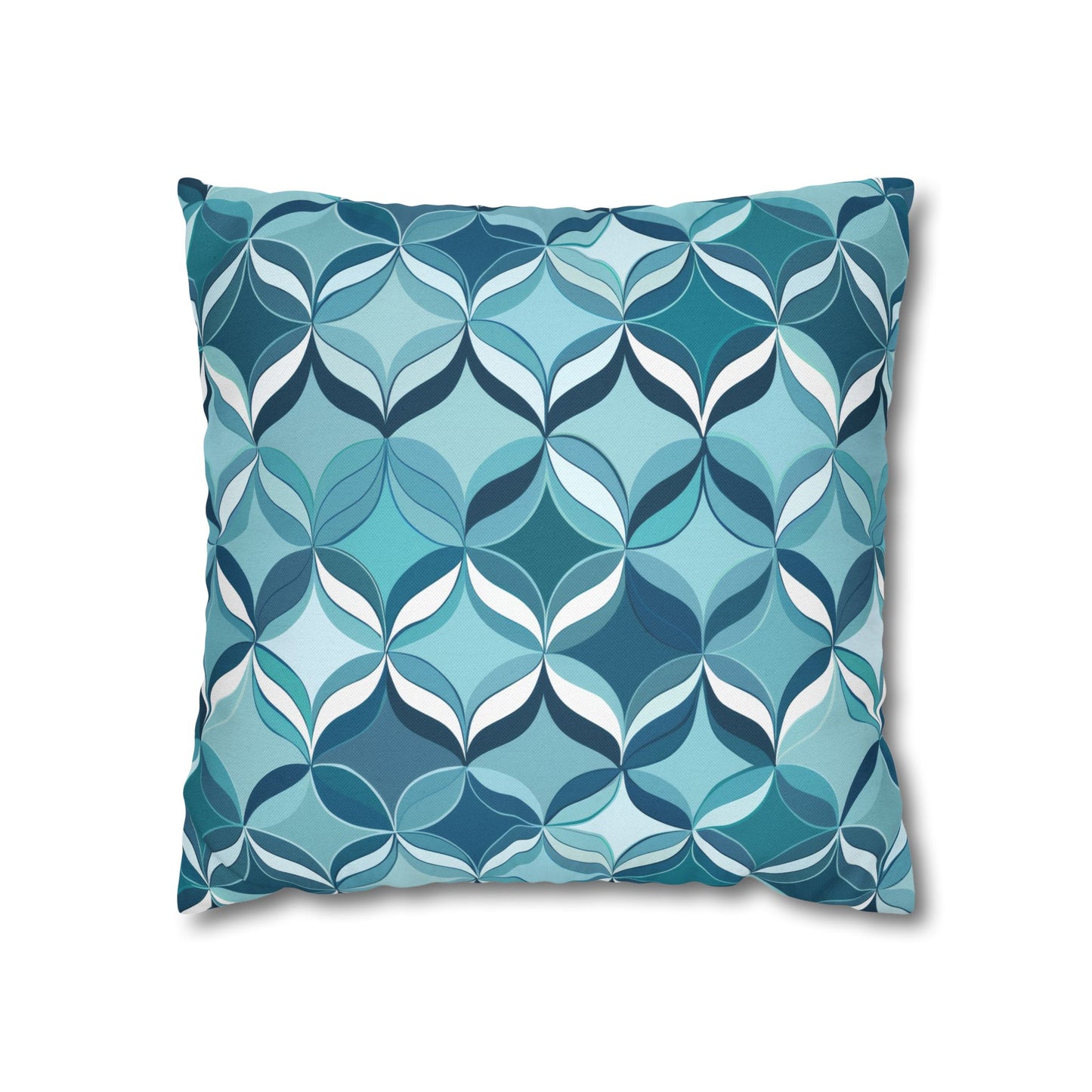 Modern Chic Aqua and Cream Geometric Pattern Spun Polyester Square Pillowcase 4 Sizes