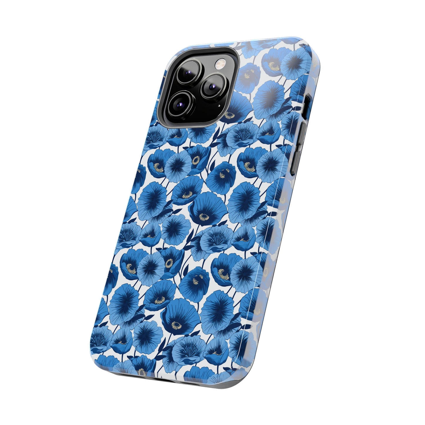 Vivid Blooms Bright Blue Poppies Design Iphone Tough Phone Case