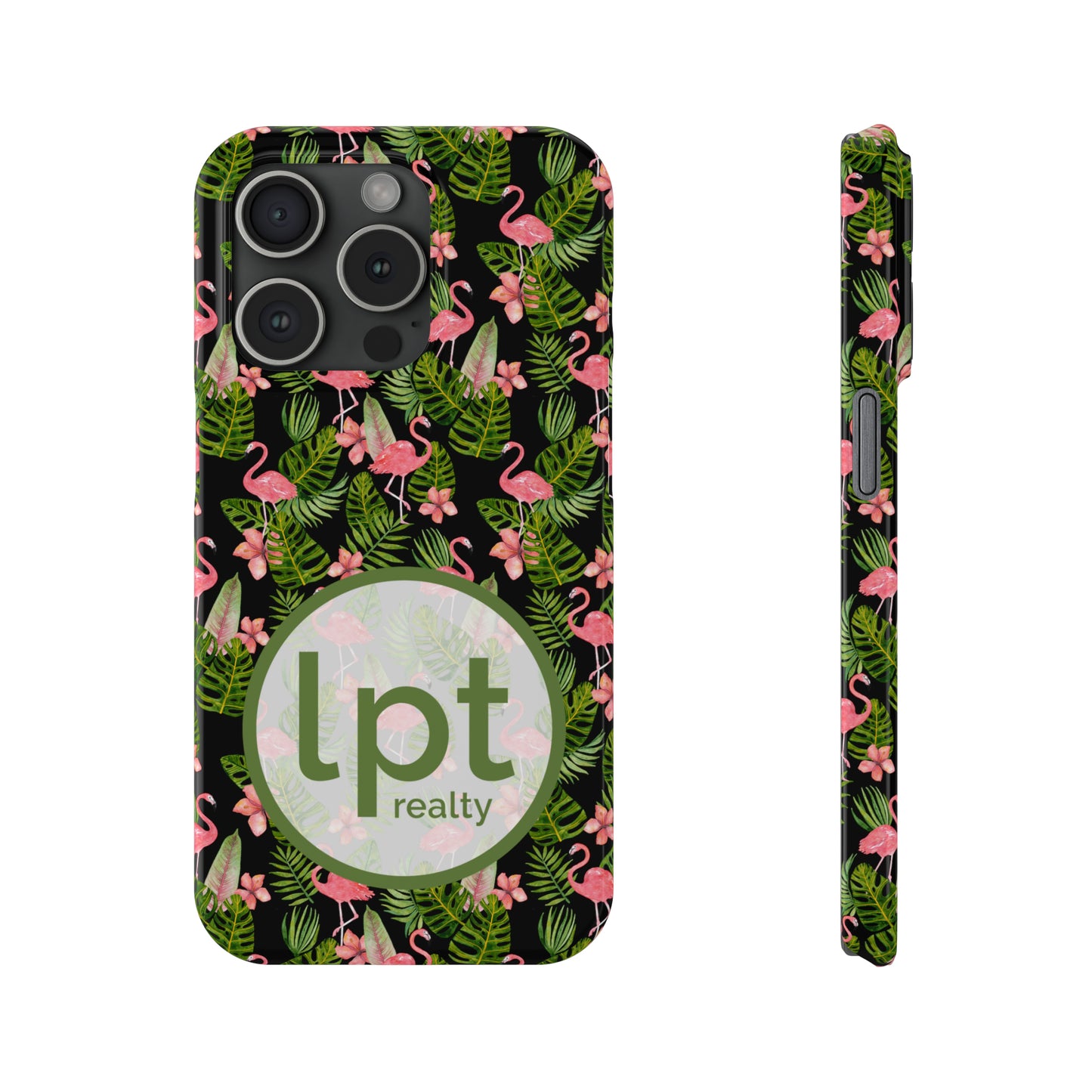 LPT Realty Logo -  Tropical Flamingos Iphone 15-12 Slim Phone Case