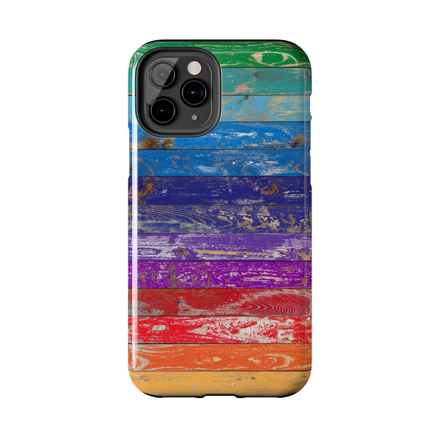 Rainbow Wood Planks Iphone Tough Phone Case