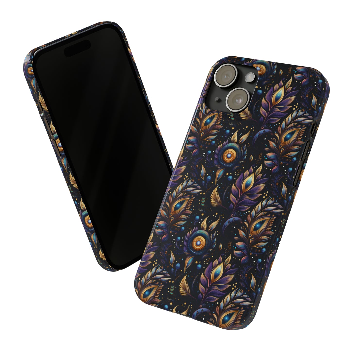 Mystical Enchanted Leaves and Celestial Stars Iphone 15-12 Slim Phone Case