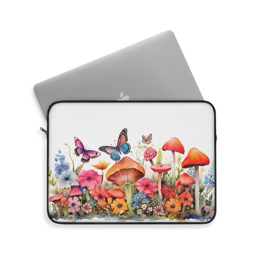 Mushroom and Butterfly Garden - Laptop or Ipad Protective Sleeve 3 Sizes