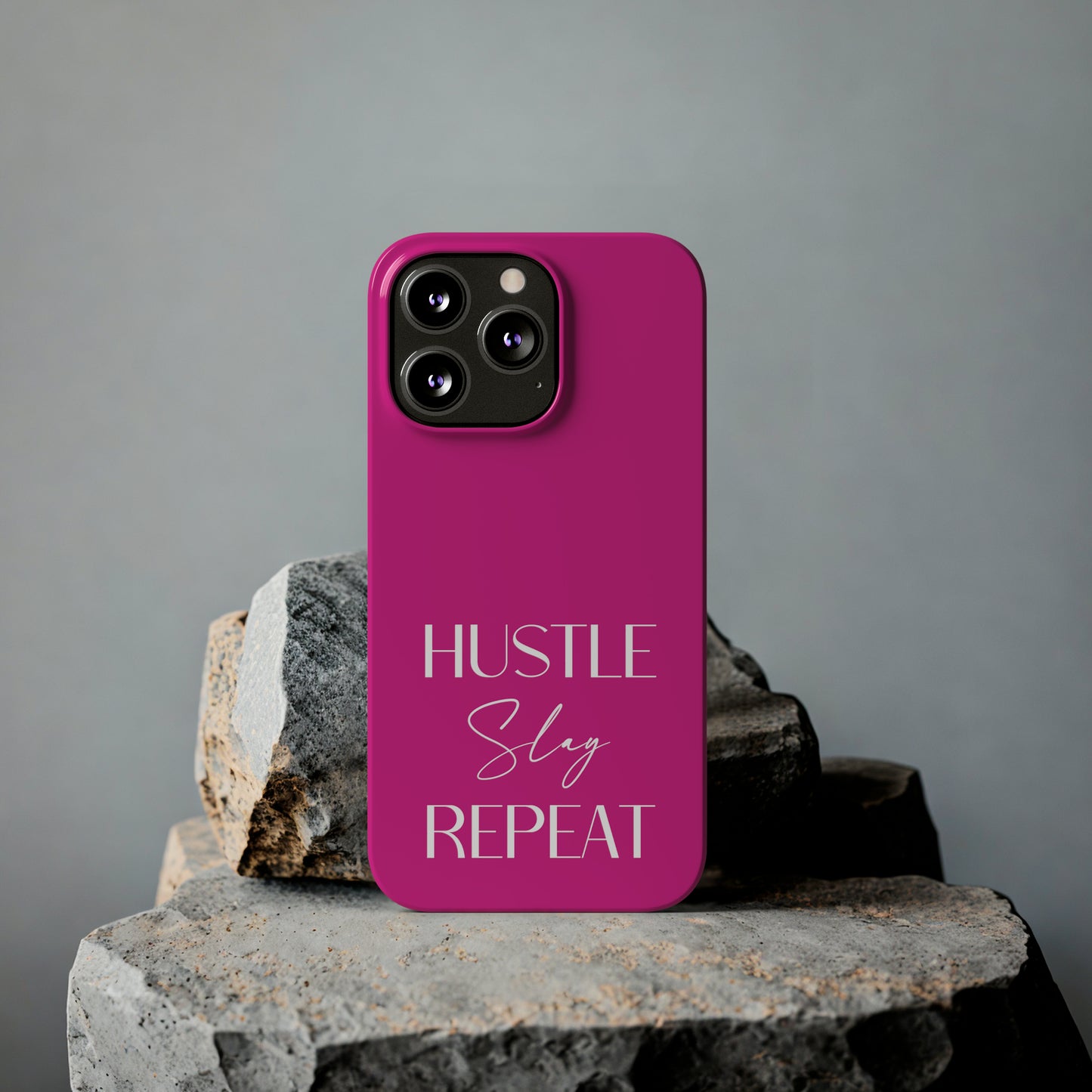 Pink - Hustle Slay Repeat Iphone 15-12 Slim Phone Case