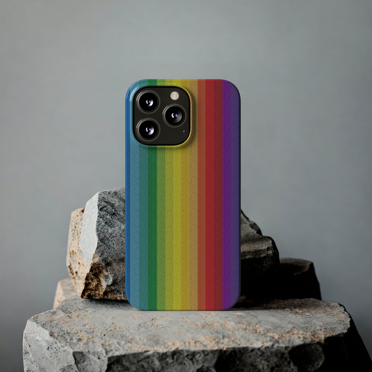 Rainbow Stripe Design Iphone 15-12 Slim Phone Case