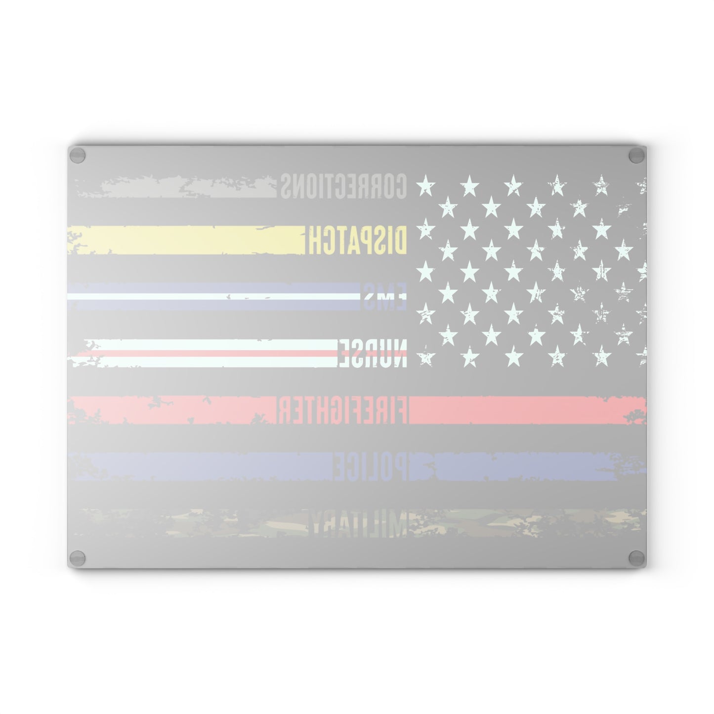 Solidarity Support Military, Police, Firefighter, Nurse, EMS, Dispatch Corrections American Flag Cutting Board 2 Sizes