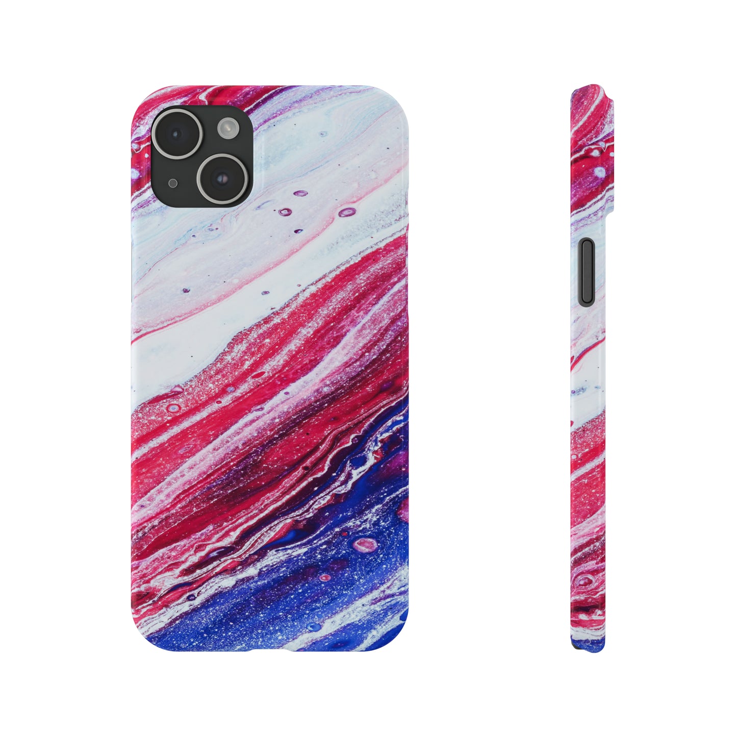 Red White and Blue Alcohol Ink Design Iphone 15-12 Slim Phone Case