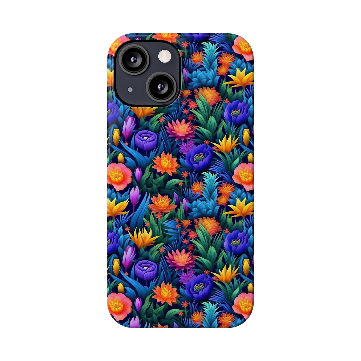 3D Tropical Bright Flowers Iphone 15-12 Slim Phone Case