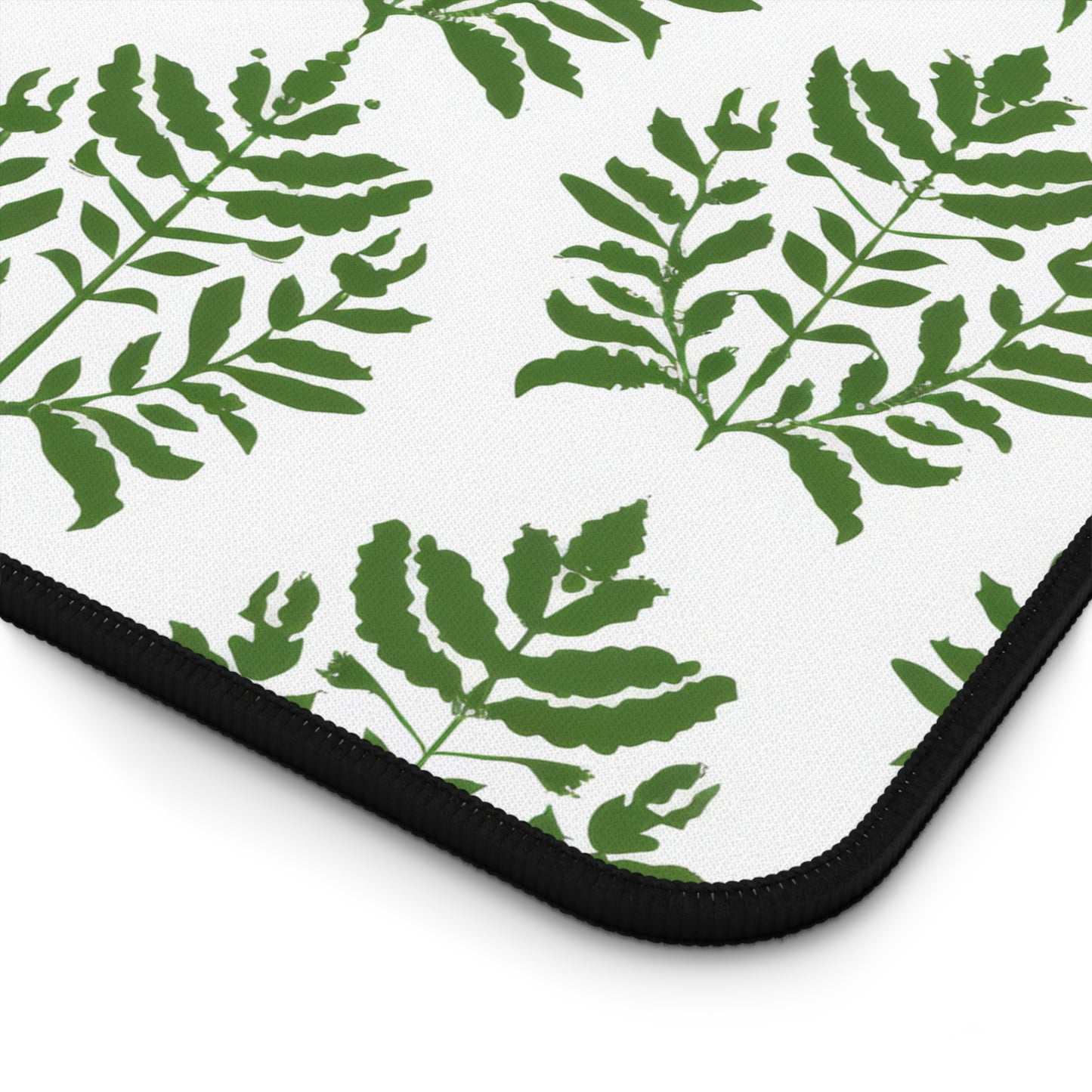 Verdant Harmony in Elegant Green Botanical Block Print Pattern Extended Gaming Mouse Pad  Desk Mat  - 3 Sizes