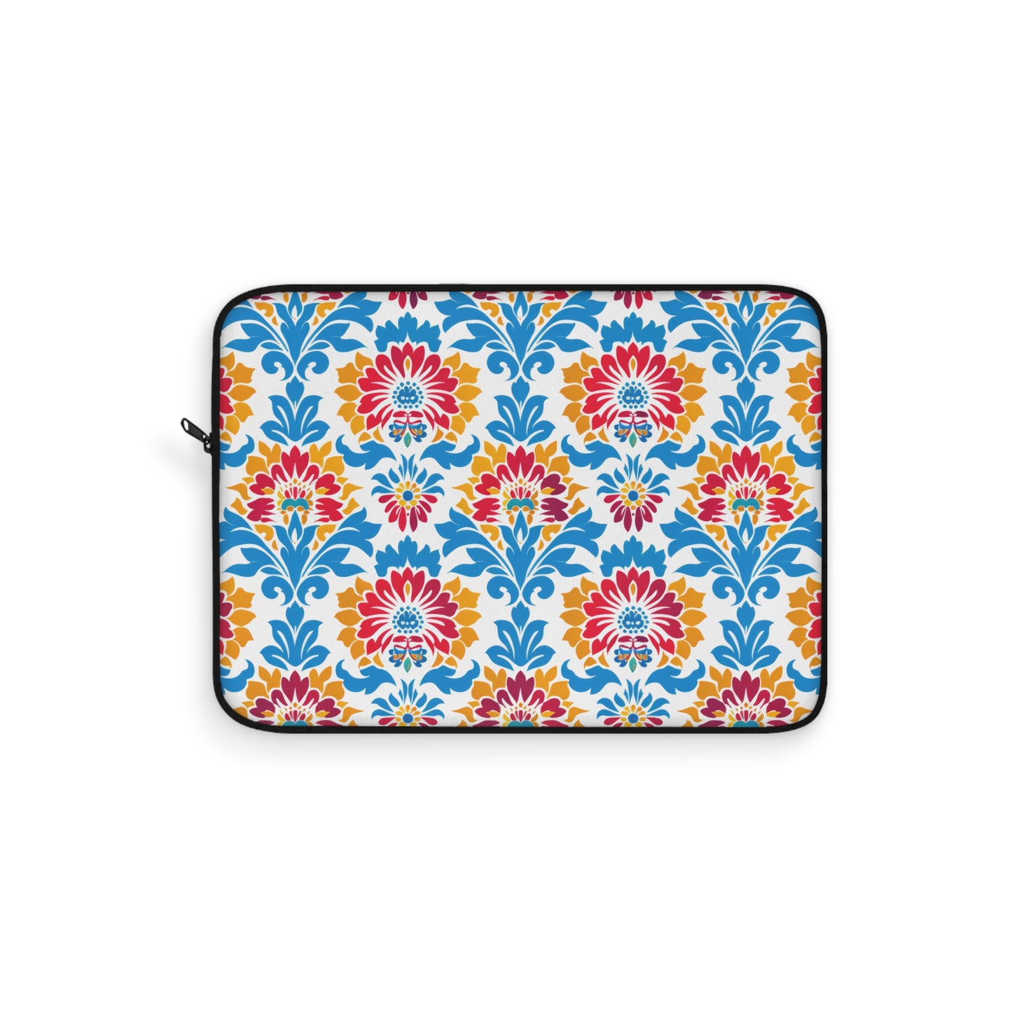 Bright Bouquet of Whimsy in Lively Hues of Red and Blue Flowers with Yellow Accents Laptop or Ipad Protective Sleeve 3 Sizes Available