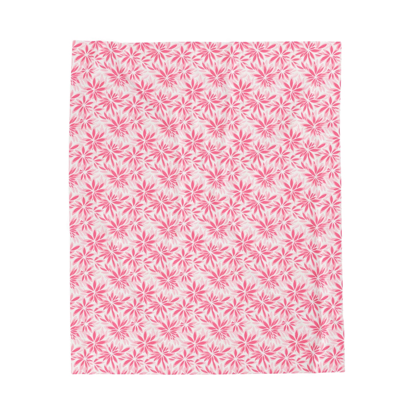 Blush Blooms Soft Pink Floral Pattern Velveteen Plush Blanket 3 Sizes