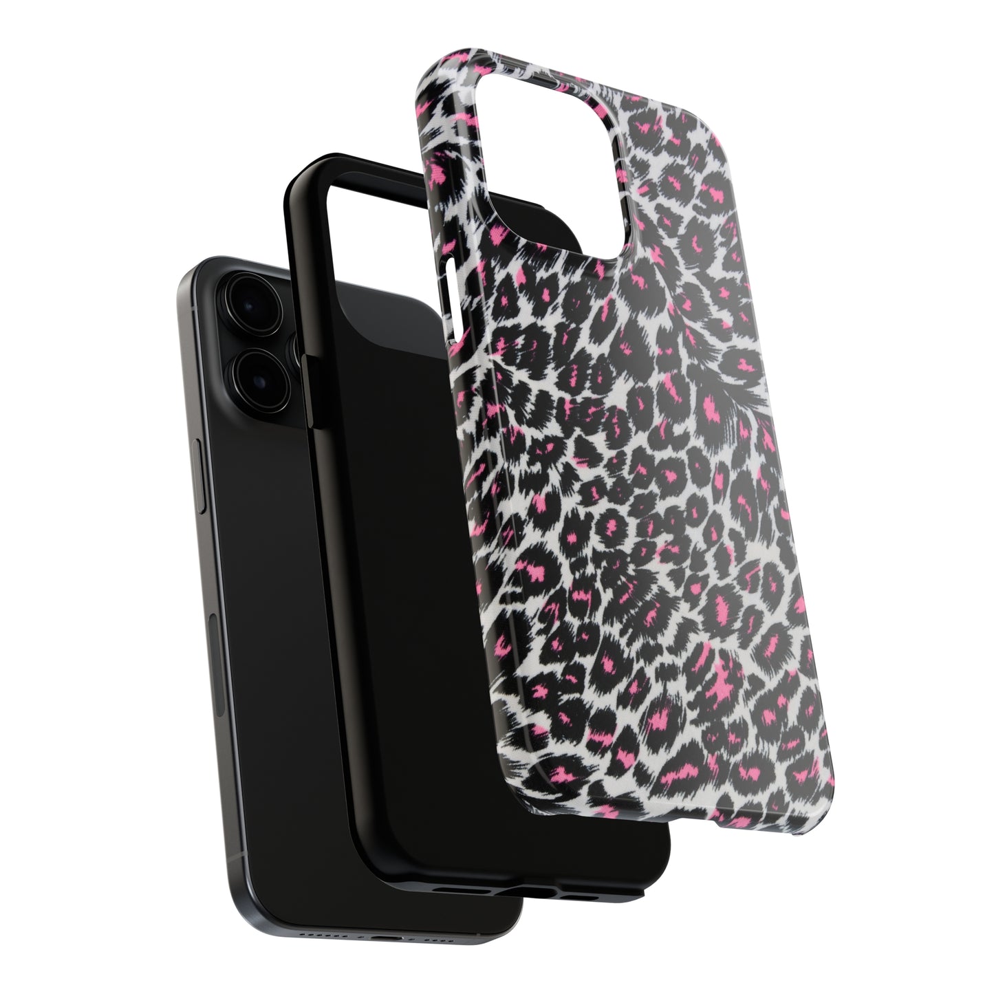 Fierce Femininity Pink and Black Leopard Print Iphone Tough Phone Case